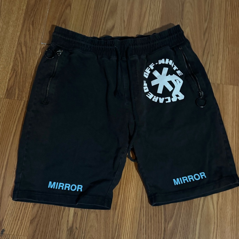 Off-White‎ Black Blue Athletic Shorts Virgil Abloh Authentic Designer Streetwear